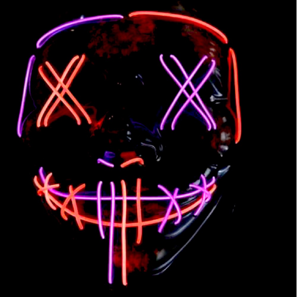 NWT Purge Light up Mask - LED 3 Mode!Neon Stitches. Halloween Mask/Decor.